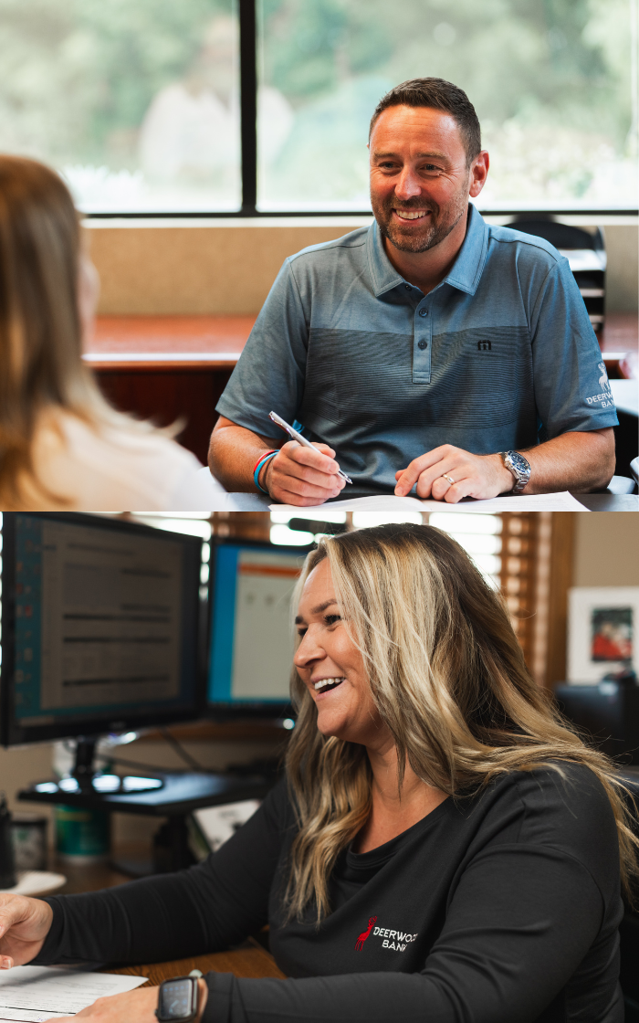 Smiling employees at Deerwood Bank